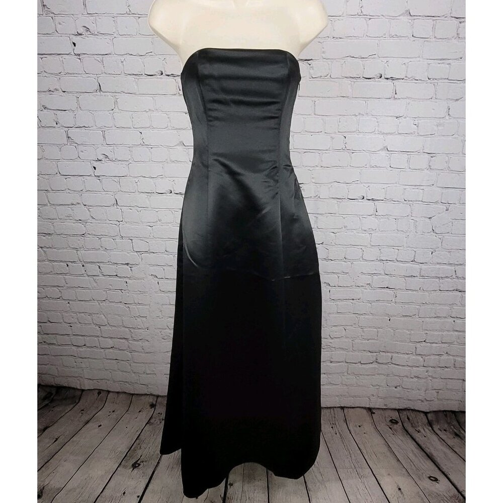Jessica McClintock Black White Strapless Backless Embroidered Dress Gown USA 2